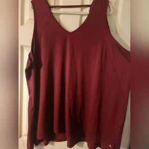 Lane Bryant Livi active v neck tunic tank, burgundy 26/28